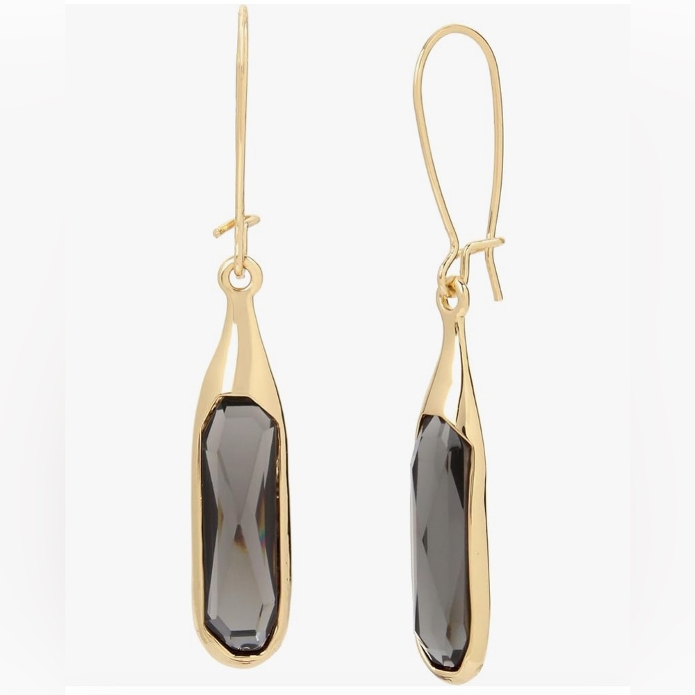 Gold and Grey Teardrop Earrings with Delicate Frame